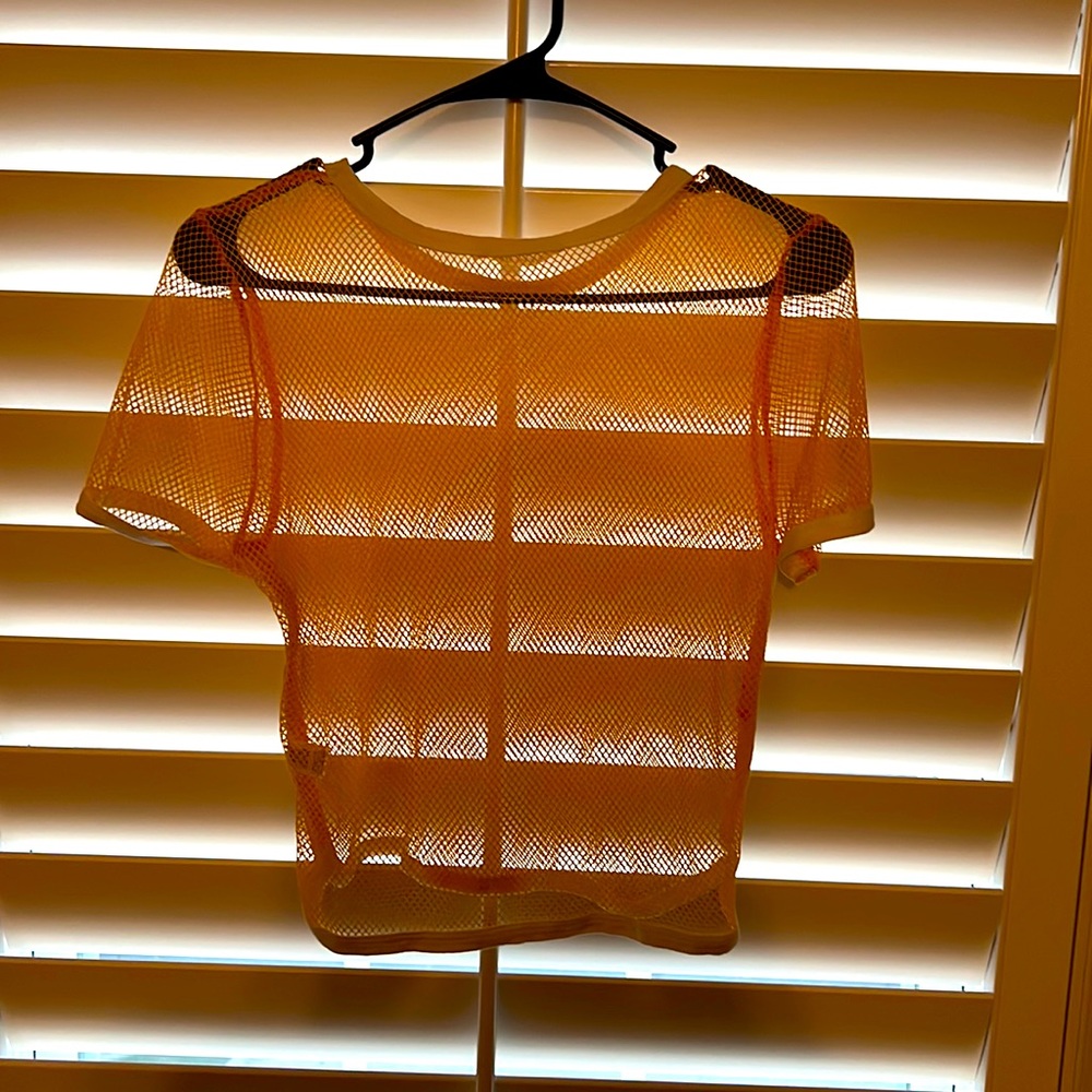 Yellow mesh top